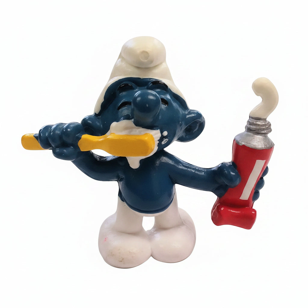 Smurfs TOOTHPASTE SMURF pvc figure (Schleich, 1979)
