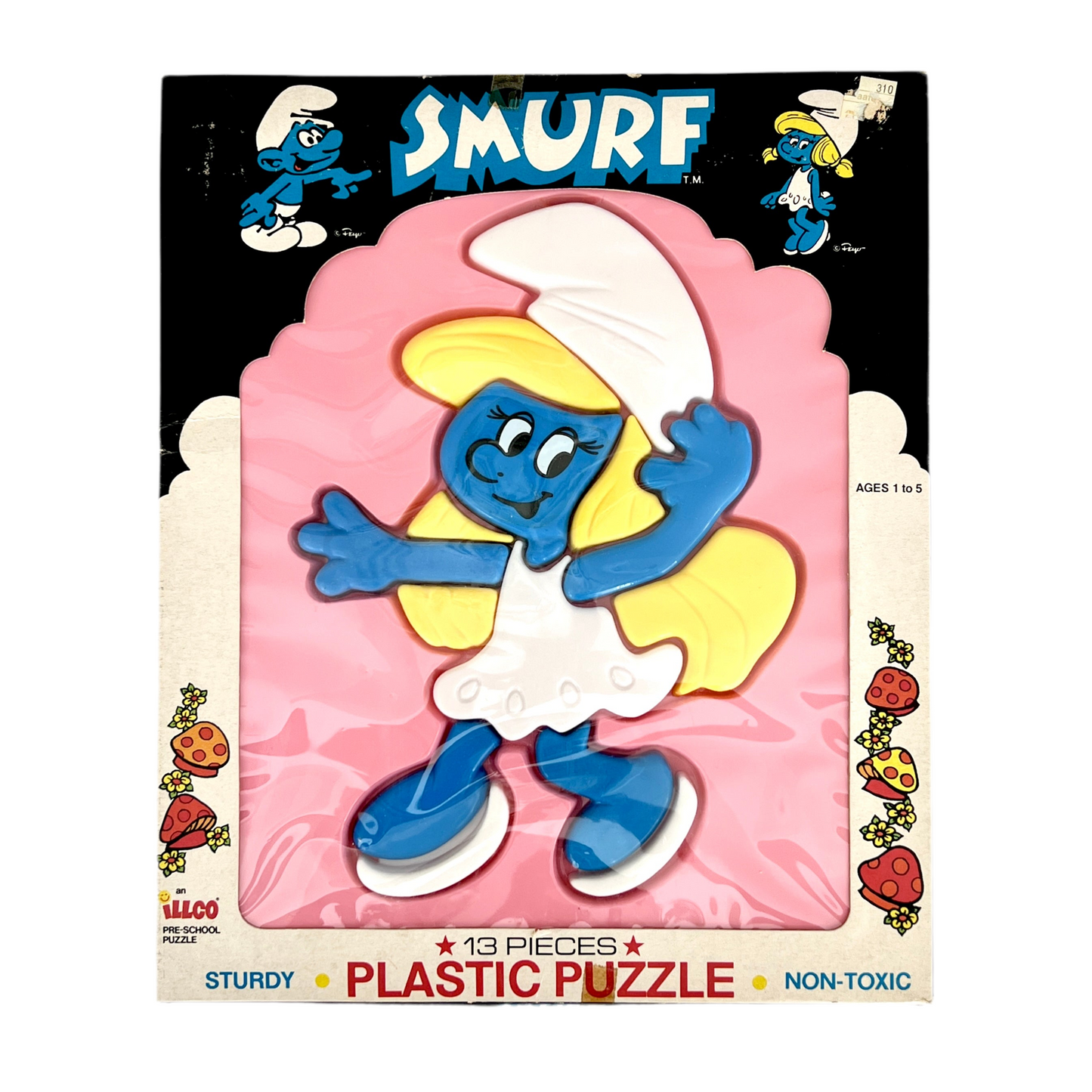 Smurfs SMURFETTE vintage tray puzzle w/ box (Illco, 1982)