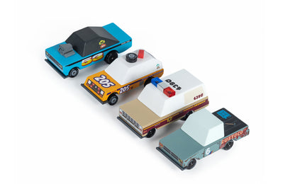 Candylab Rust Patrol 4-Pack Wooden Toy Cars Set
