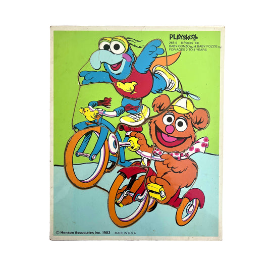 Muppet Babies GONZO & FOZZIE Tricycles Tray Puzzle (Playskool, 1983)