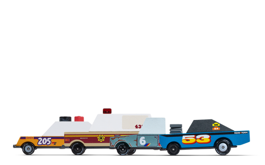 Candylab Rust Patrol 4-Pack Wooden Toy Cars Set
