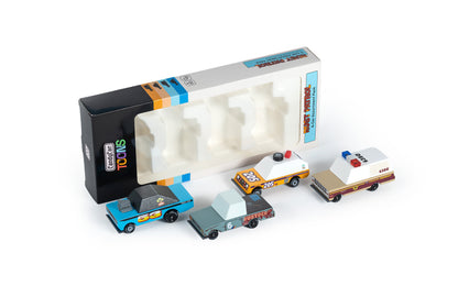 Candylab Rust Patrol 4-Pack Wooden Toy Cars Set
