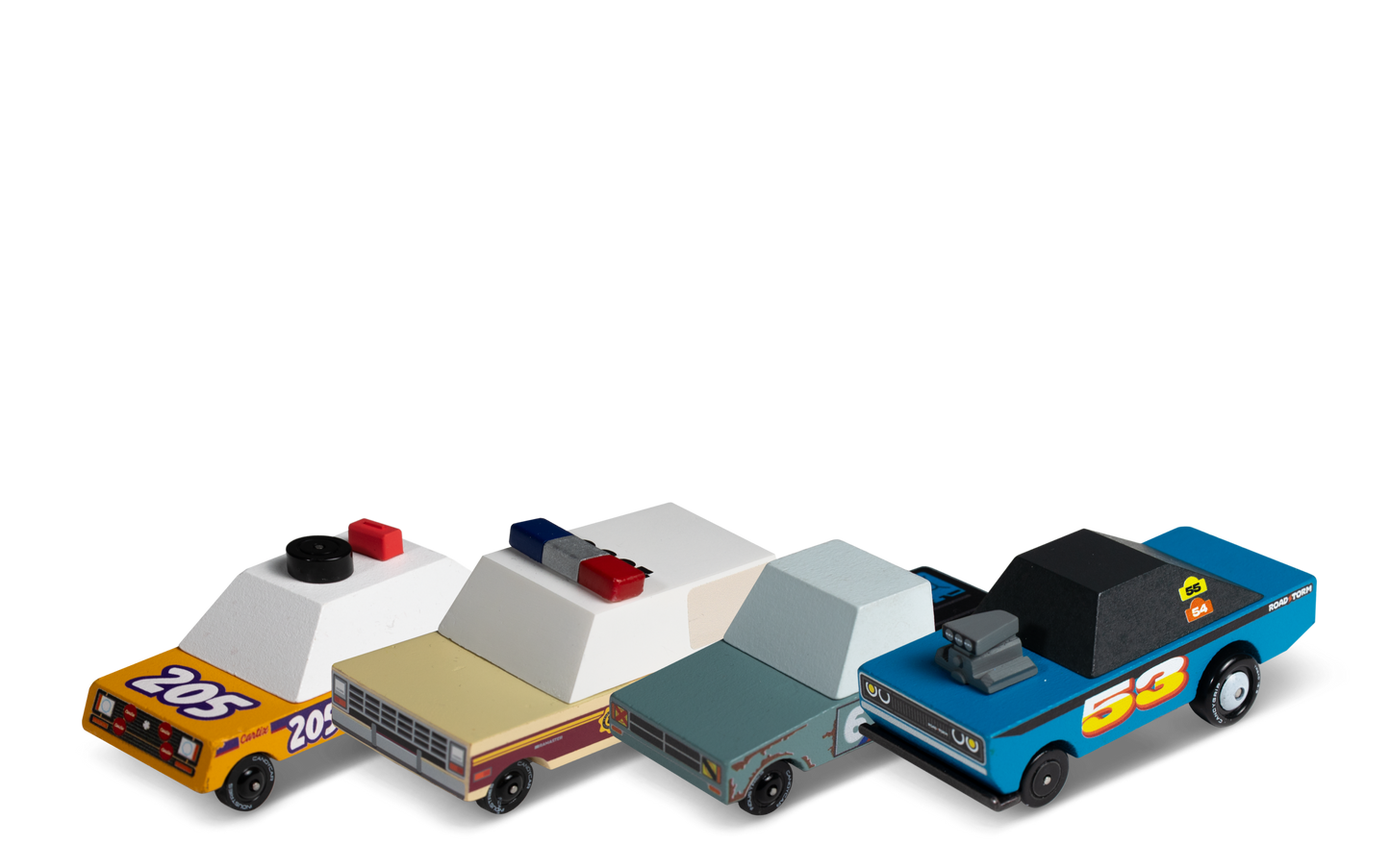 Candylab Rust Patrol 4-Pack Wooden Toy Cars Set