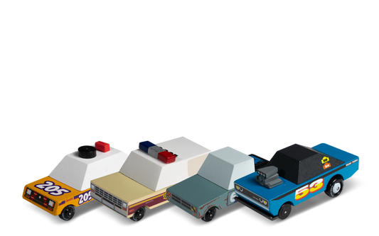 Candylab Rust Patrol 4-Pack Wooden Toy Cars Set