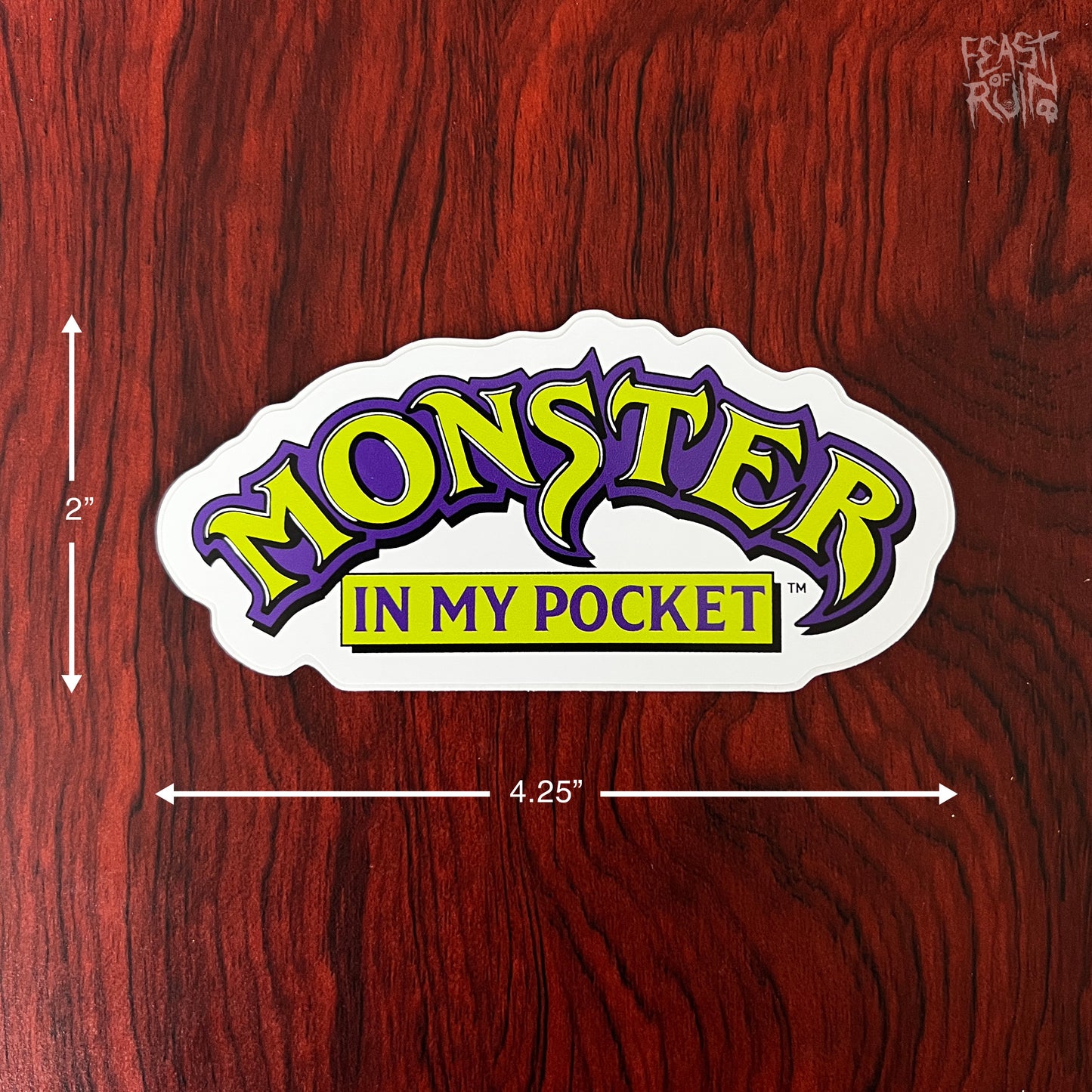 MONSTER IN MY POCKET Logo 4.25x2" Vinyl Sticker Decal