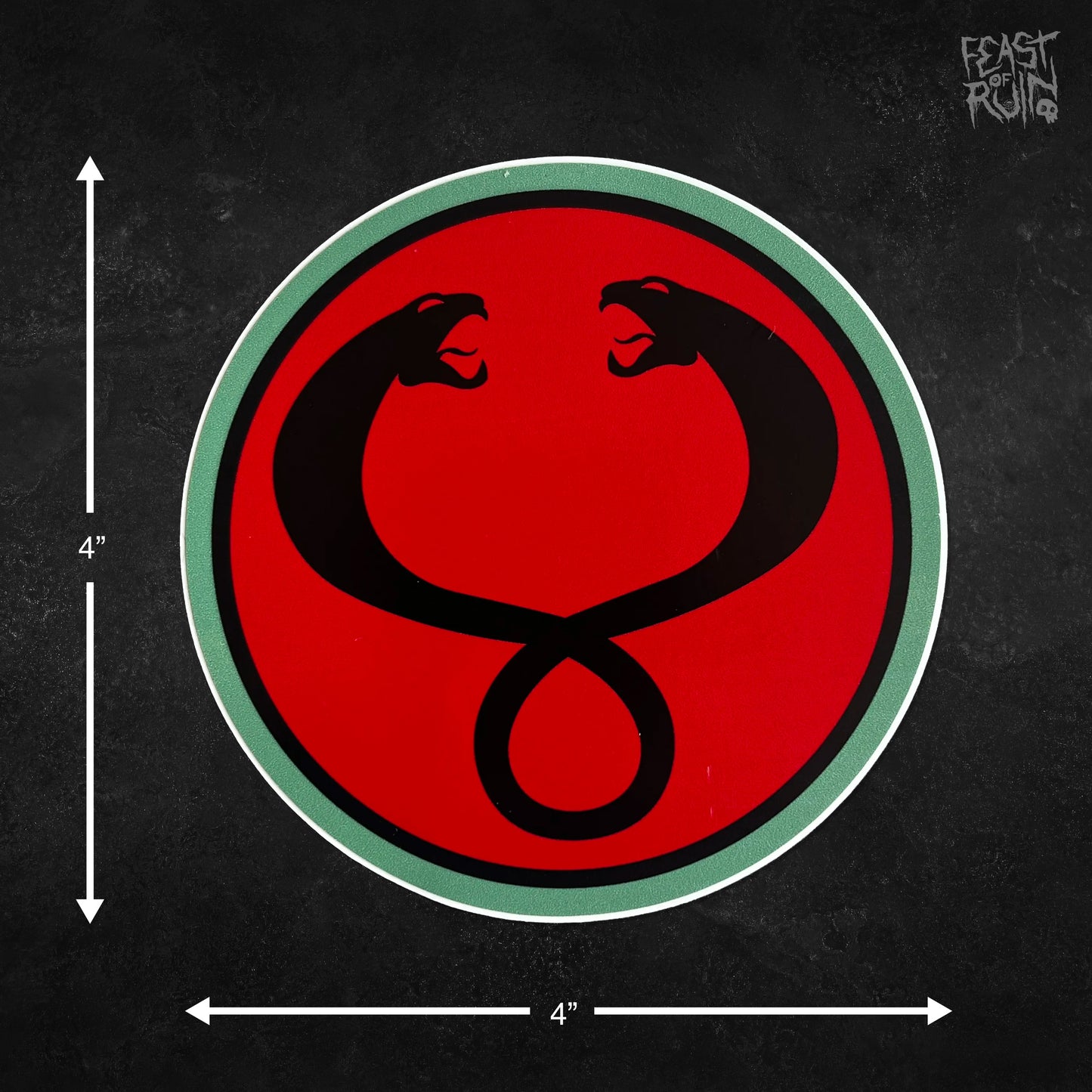 ThunderCats Mumm-Ra red and black twin snake circle emblem 4 by 4 inch vinyl sticker.