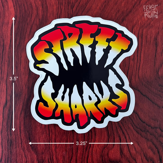 STREET SHARKS Logo 3.25x3.5" Vinyl Sticker Decal